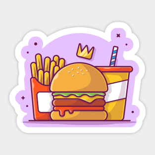 Burger, French fries And Soft Drink Cartoon (2) Sticker